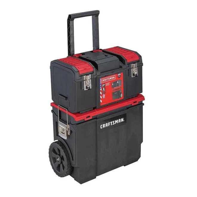 Craftsman 3 In 1 Plastic Rolling Mobile Workshop - Black And Red - Image 2