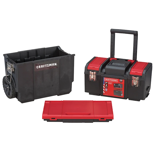 Craftsman 3 In 1 Plastic Rolling Mobile Workshop - Black And Red