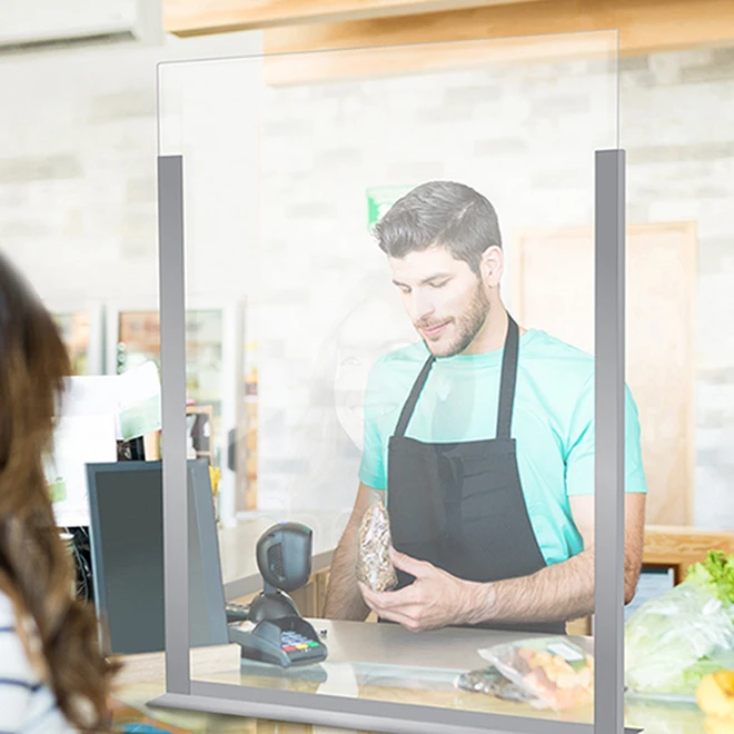 Counter Sneezeguard - Acrylic - 24-in X 36-in X 0.13-in - Clear - Image 2