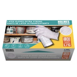Holmes White Large Unisex Latex Disposable Gloves - 100-Count