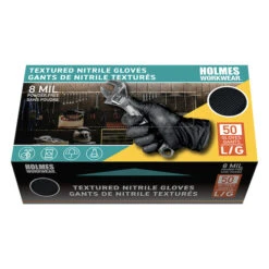 Holmes Disposable Gloves - Nitrile - Unisex - Box Of 50 - Large - Black