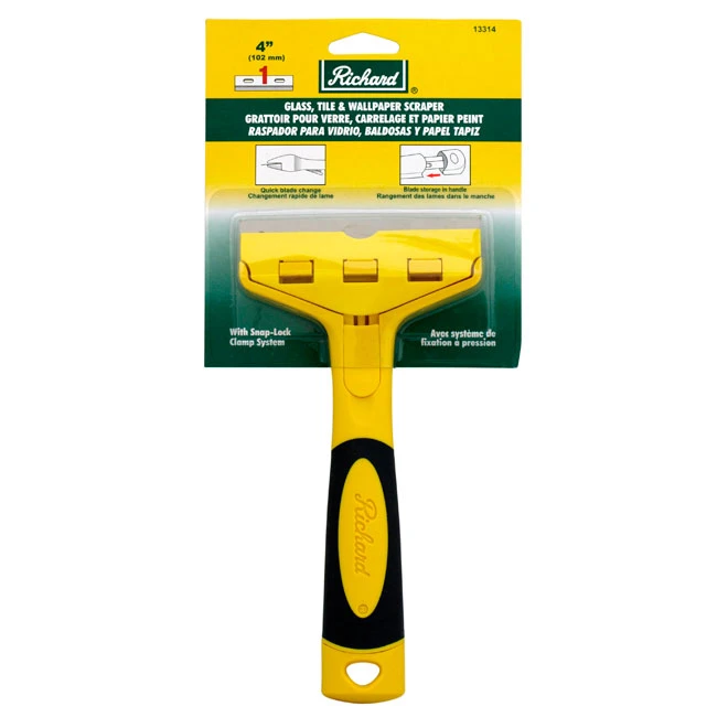 Richard Snap-Lock Clamp System Scraper - Yellow And Black - 4-in W High Carbon Steel Blade - 9-in L Metal Handle