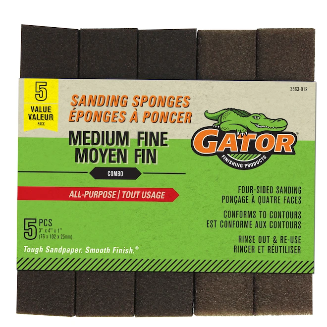 Gator 3-in X 5-in All Purpose Medium Fine Sanding Sponge - 5-Pack - Image 2