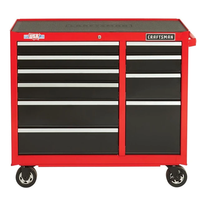 Craftsman Tool Cabinet - 10 Drawers - 41" X 18" X 37.5" - Red And Black - Image 5