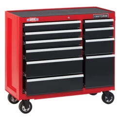 Craftsman Tool Cabinet - 10 Drawers - 41" X 18" X 37.5" - Red And Black