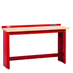 Craftsman Workbench With Butcher Block Top - 6' - Red
