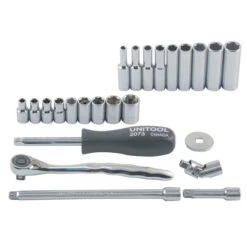 Unitool Mechanics SAE Tool Set - Steel - Chrome Finish - Moulded Case Included