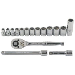 Unitool Hexagonal Mechanics Metric 17-pc Tool Set - Chrome Finish - Steel - Moulded Case Included