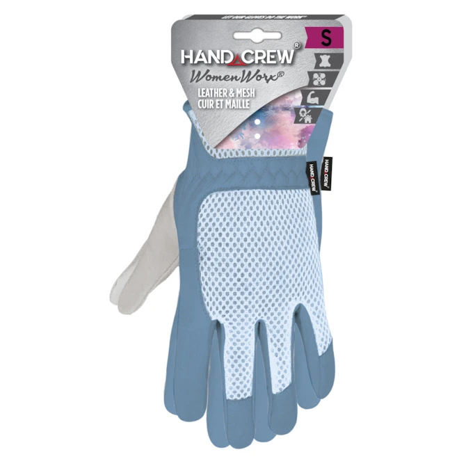 WomenWorx Leather With Mesh Gloves - Small - Blue