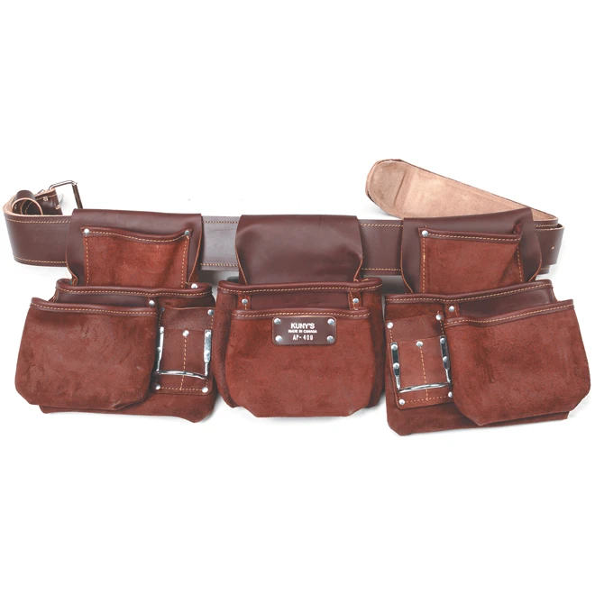 Kuny's Belt Tool Holder - Brown - Leather - 3 Multi-Positioning Pouches