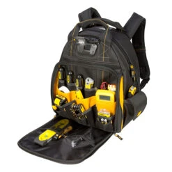 DeWALT Backpack Tool Bag With Light - 57 Pockets - Black And Yellow