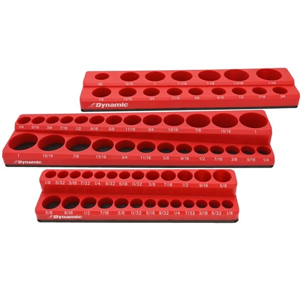 Dynamic Tools 3-Piece Magnetic SAE Socket Organizer Set For 1/4-in, 3/8-in, And 1/2-in Drive