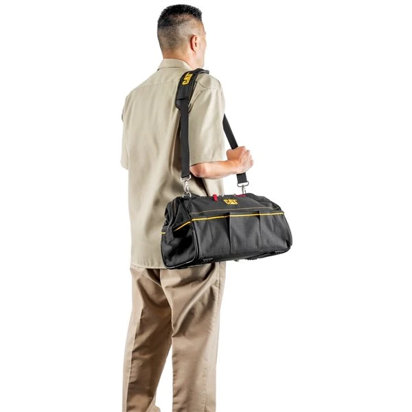 CAT 16-in Black Polyester Zippered Tool Bag