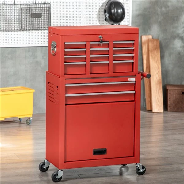 DURHAND Tool Chest Rolling Garage Workshop Organizer 6 Drawer Red - Image 5