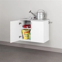 Prepac Hangups 30 X 24 X 16-in White Wood Composite Wall-Mounted Garage Cabinet
