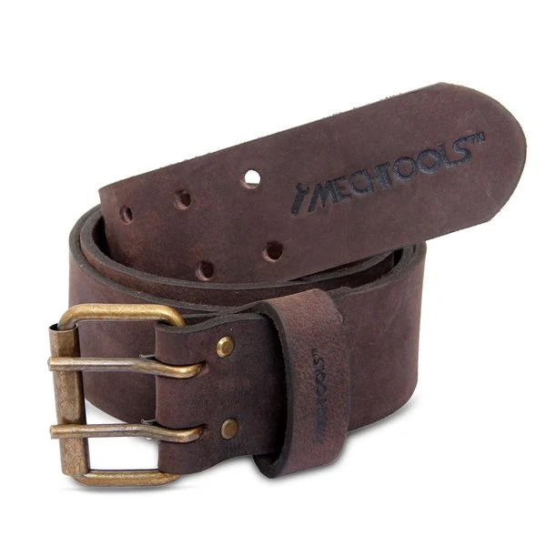 MechTools Oil Tanned Leather Tool Belt With Double Buckle Brown 2-in Fits 29-in To 45-in - Image 3