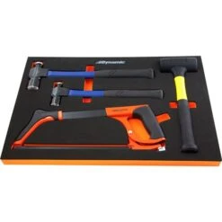 Dynamic Tools 5-Piece Hammer & Hacksaw Set With Foam Tool Organizer