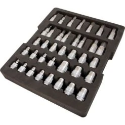 Dynamic Tools 1/2-in Drive 38-Piece Chrome Socket Set With Foam Tool Organizer