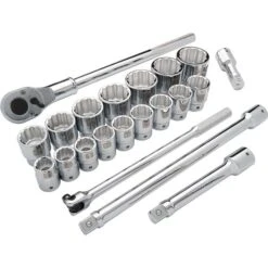 Dynamic Tools 21-piece SAE 3/4-in Drive 12-point Shallow Socket Set
