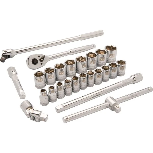 Dynamic Tools 25-piece Metric 1/2-in Drive 6-point Shallow Socket Set