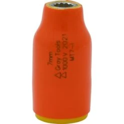 Gray Tools 7mm X 3/8-in Drive, 12 Point Standard Length Socket, Insulated