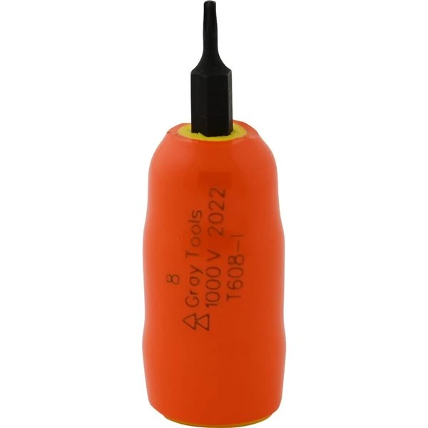 Gray Tools T8 X 3/8-in Drive Standard Length Torx Head, Insulated Socket