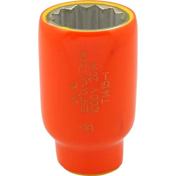 Gray Tools Socket 15/16-in X 1/2-in Drive, Standard Length Socket, 1000V Insulated
