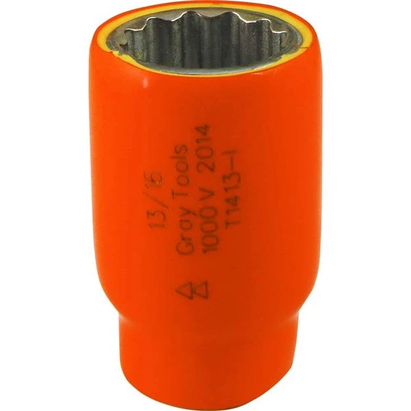 Gray Tools Socket 13/16-in X 1/2-in Drive, Standard Length Socket, 1000V Insulated