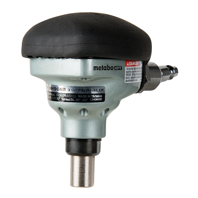 Metabo HPT 3 1/2-in Corded Pneumatic Palm Nailer - 360° Swivel Plug - Ergonomic Rubber Grip - Aluminum