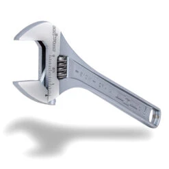 Channellock Adjustable Wrench - Chrome Finish - 4-Thread Knurl - 10-in L