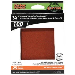 Rust-Oleum Gator Clamp-On Sandpaper Sheets - Aluminum Oxide - 100-Grit - 5 1/2-in L X 4 1/2-in W - 25 Per Pack