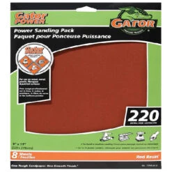 Rust-Oleum Gator Gatorpower All-Purpose Power Sanding Sheets - 9-in W X 11-in L - 220 Grit - Aluminum Oxide Abrasive - 8 Per Pack