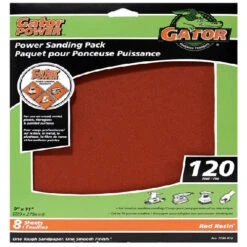 Rust-Oleum Gator Red Resin Sandpaper Sheet - Aluminum Oxide - 120-Grit - 11-in L X 9-in W - 8 Per Pack