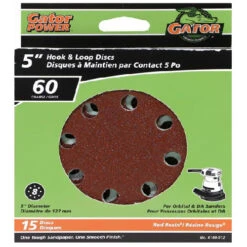 Rust-Oleum Gator Sanding Discs - Fibre - 60 Grit - 8-Hole - 15-Pack
