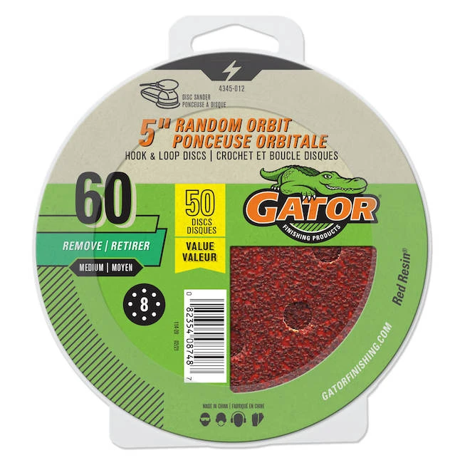 Gator Sanding Discs - Aluminum Oxide - 60-Grit - 5-in Dia - 15 Per Pack