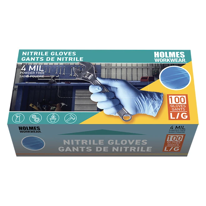 Holmes Large Disposable Glove In Blue Nitrile - 100-Pack